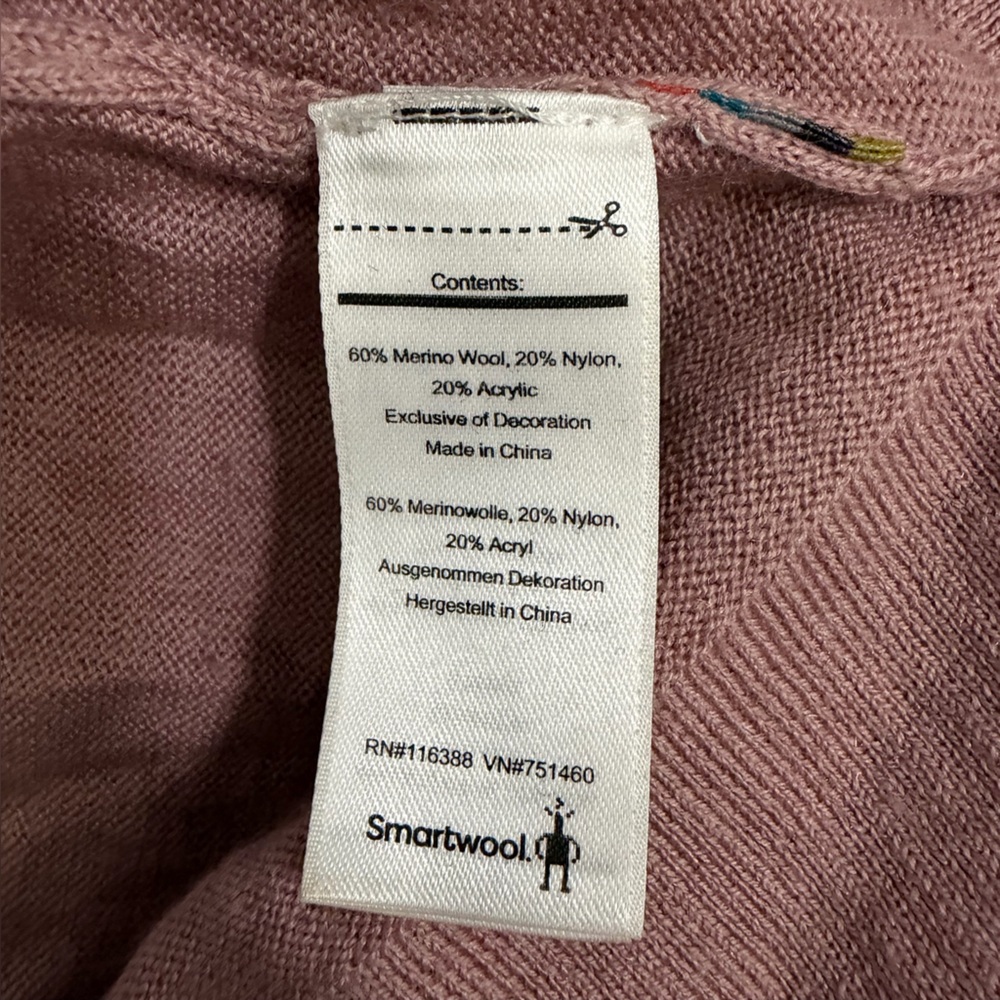 Smartwool Dusty Rose Merino Wool V-Neck Sweater Medium - Picture 9 of 9